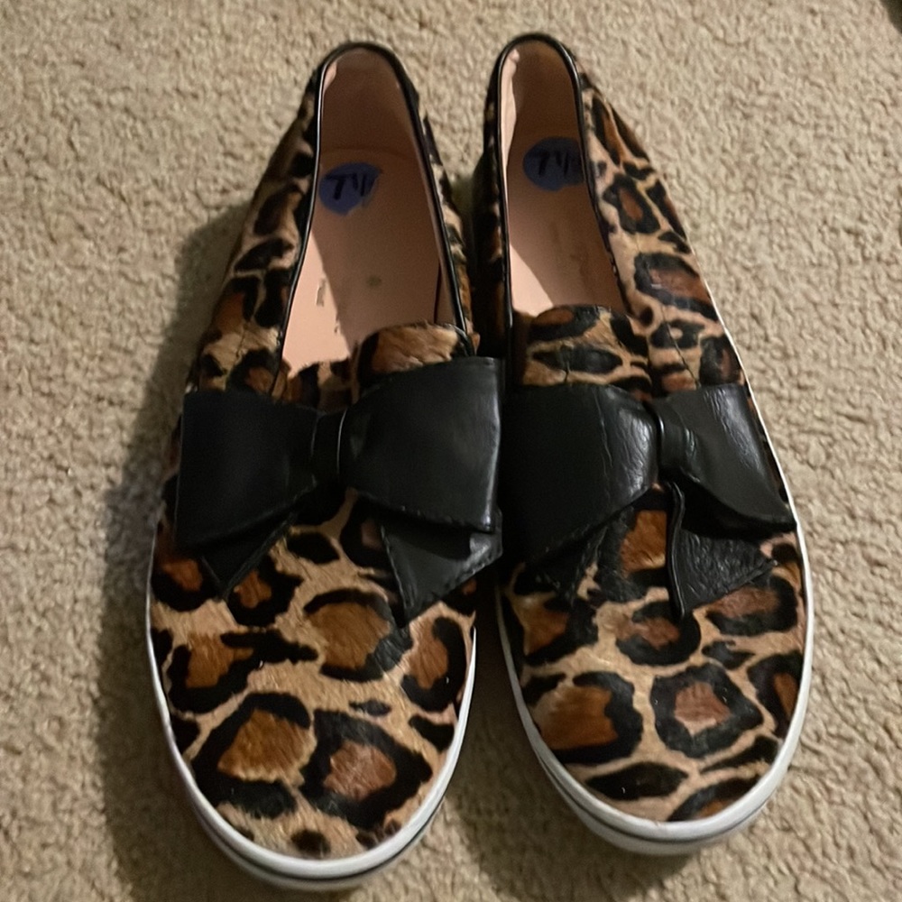 Kate Spade Leopard Print Slip-On Sneakers with Black Bow - Picture 5 of 7